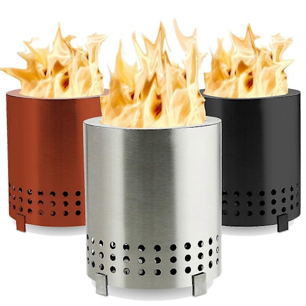 3-värinen Stove Mesa pöytätakka jalustalla, vähäsavuinen ulkokäyttöön sopiva minitakka esikaupunkialueille A Red