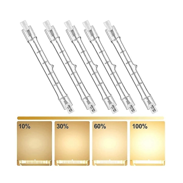5-pack R7s 118mm 200W 230V, R7s Halogen Linjär Ljuskälla, Dimbar Halogenlampa för Byggarbete 300W