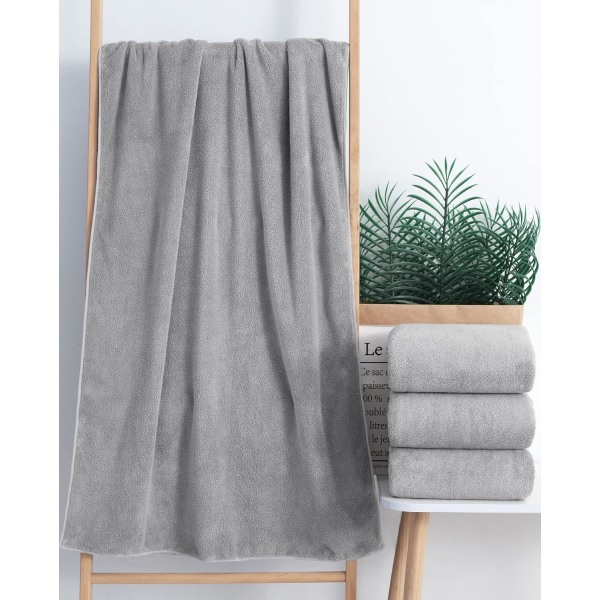 Handdukar 4-pack badlakan set supermjuka absorberande lätta torkar bra och hållbara gym strand resa, 55\" L x 27\" B, 4-pack Light Grey