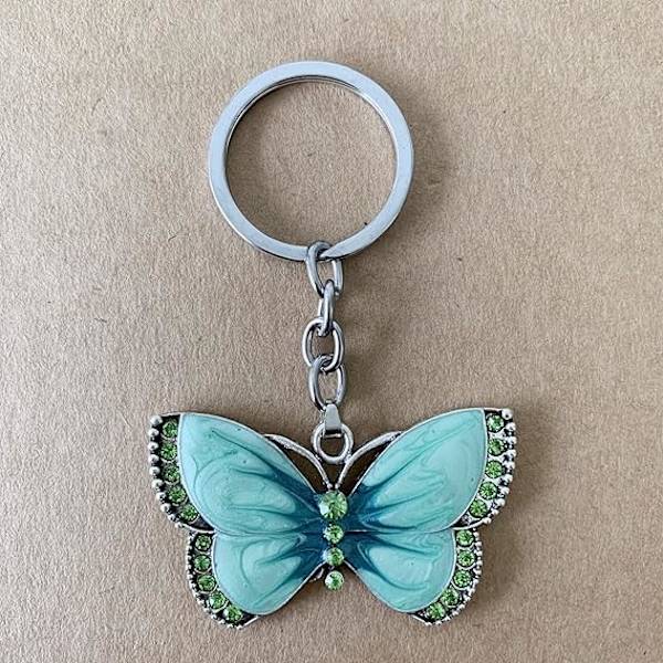 Nøglering til Piger Kvinder Butterfly Nøglering Krystal Butterfly Vedhæng Nøglering Nøglering Charm Bil Taske Tegnebog Hængende Green