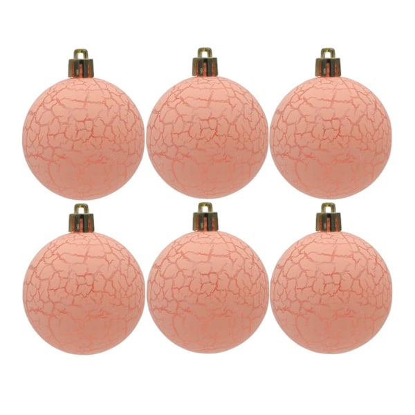 6 st 6 cm Julkulor Sprickmönster Lätt att Hänga Festliga Ljusa Julgranskulor Hängen Dark Pink