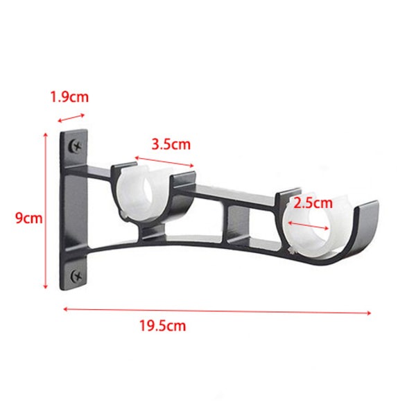 2 stk. Gardinstangbraketter i aluminiumlegering, romersk stangbrakett