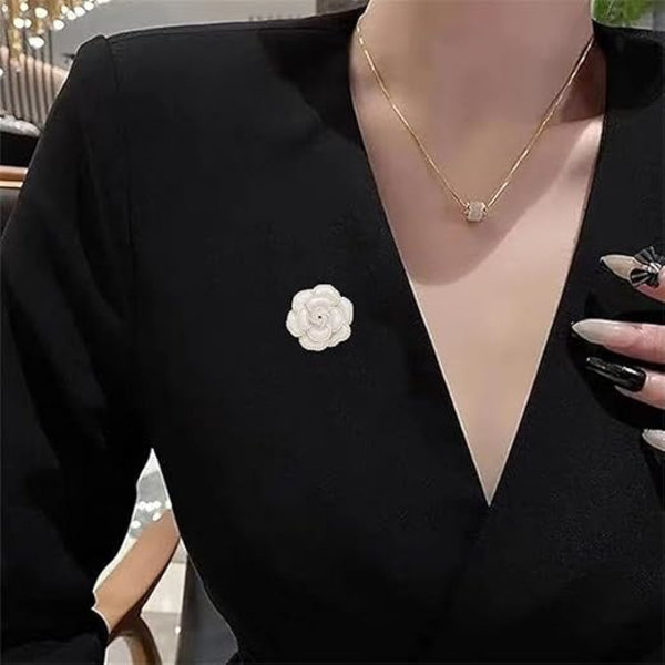 Pärla Kamelia Blomma Brosch Emalj Blomma Pin för Kvinnor Flickor Kavajslag Hattar Scarfts Tillbehör