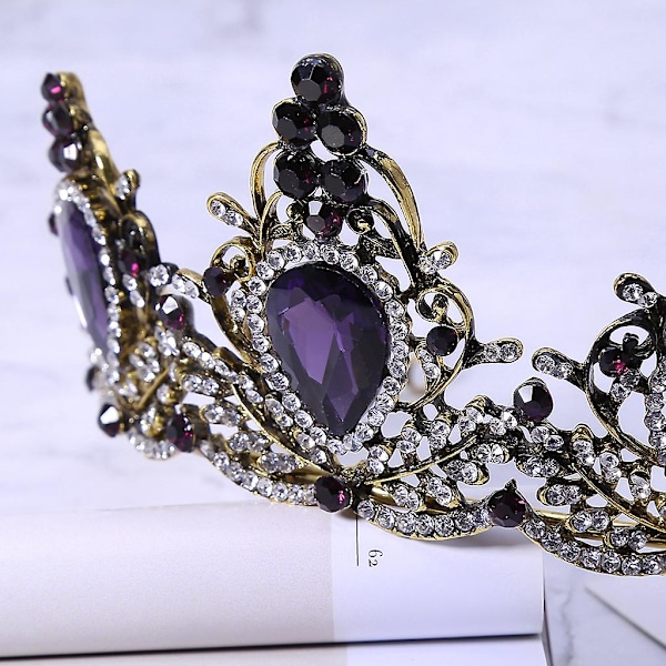 Lyxig Rhinestone Sten Diadem Hoop Lila Vacker Krona Brud Tiara För Bröllop