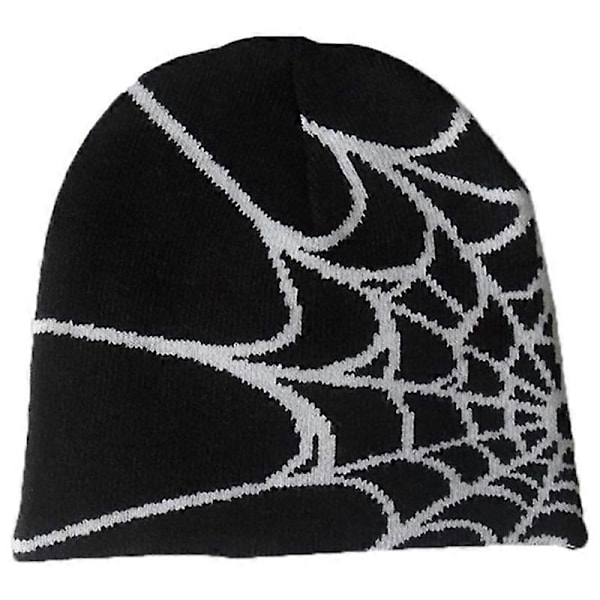 Y2k Lue Spider Web Hatt Y2k Strikket Lue Skullies Lue Spider Web Lue Baggy Slouchy Lue Skull Cap L