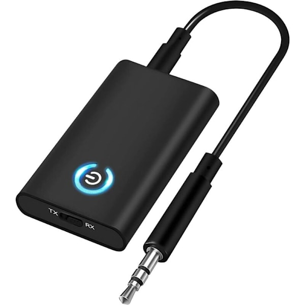 Bluetooth 5.0 Sender og Mottaker 2-i-1 Trådløs Bluetooth-adapter Dobbel 3,5 mm Jack-tilkobling for Hodetelefoner TV PC Datamaskin