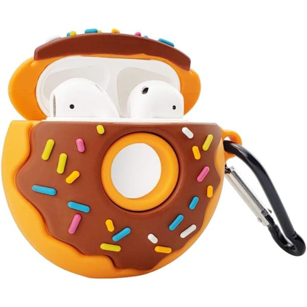Passar för Airpods 1 och 2 Silikon Skyddande Fodral $ Mjuk Silikon 3D Söt Airpods 1 och 2 Skyddande Fodral $ Donut Hörlursfodral Passar för