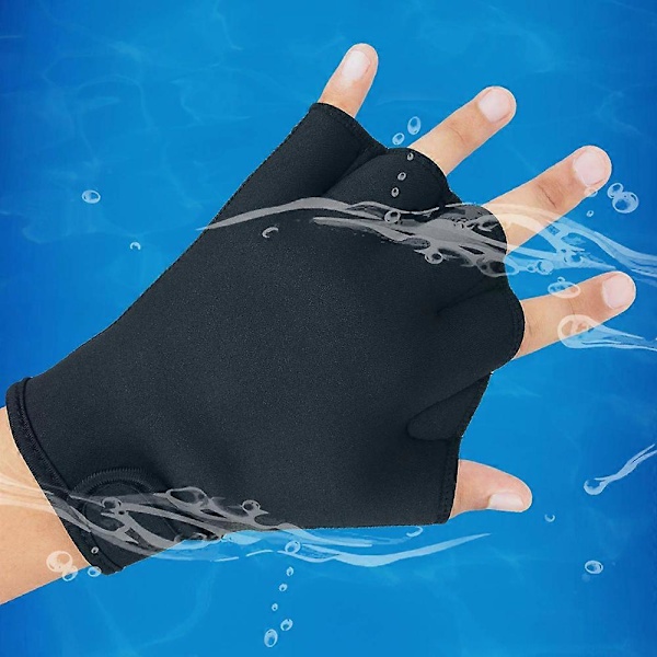 Aqua Handsker med Webbet Design til Padling - Fitness Vand Aerobic og Svømning Modstandstræning Åndbar Universelle Handsker Black M