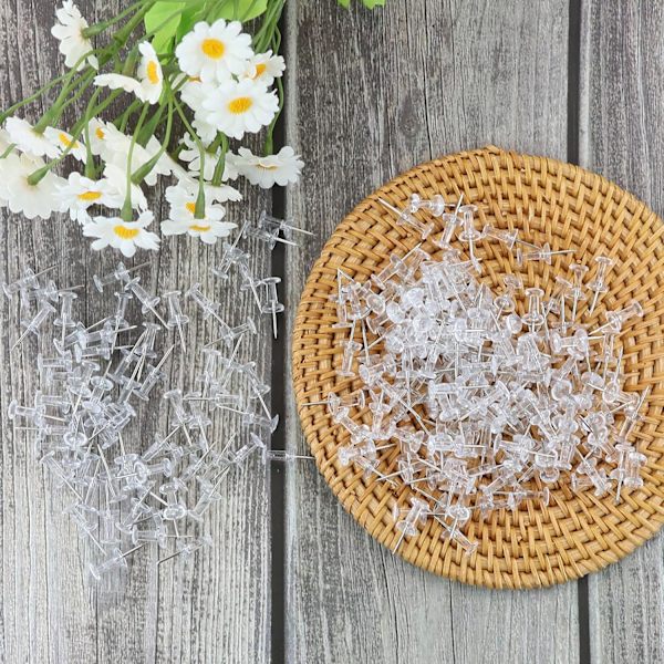 200 stk Gjennomsiktige Push Pins, Plasthode Tegneplakat Tacks Nål, Klare Plakat Pins for Vegg Henger, Kart Plakater Bilder Jul Fest Dekorasjoner