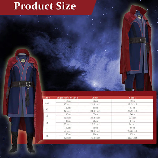 2022 Lasten Tohtori Supersankari Outo Asu Deluxe Haalari Punainen Kaulus Viitta Asu Halloween Cosplay Pukujuhliin Hienoon Pukeutumiseen (M 140CM)
