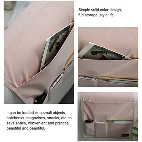 Pink Sofa Armlænsorganisator, Multifunktionel Foldbar Stofpose