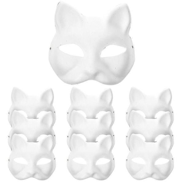 10 kpl Käsin Koristellut DIY Juhlat Maalatavat Eläinten Naamiot Juhla Cosplay Tarvikkeet Kissan Naamiot Maalaa Eläin Pukeutumisnaamiot