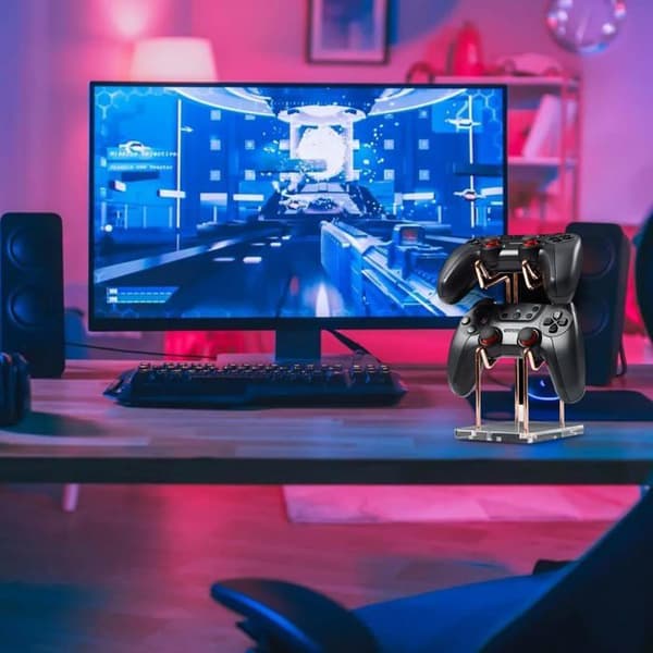 Universal 2-lags metal controller-stander til Switch PS5 PS4 gaming controller, desktop opbevaring, 1 stk.