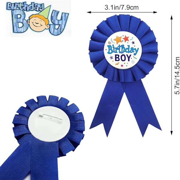 Fødselsdag Roset Badge Baby Fødselsdag Pris Ribbon Badge Fødselsdag Dekorationer til Børnefest Dekoration Forbrugsvarer Blue Rosette