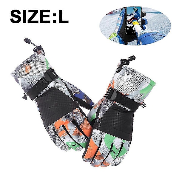 Skidhandskar Snowboardhandskar, Vattentäta Varma Vinterhandskar, Köldtåliga Touchscreen-handskar för Snö Black L