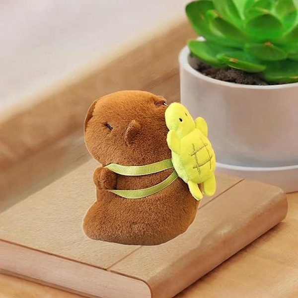 Kapibara-Plush-Avaimenperä Täytetyt Eläimet Avaimenperä Syntymäpäivälahja Pehmeä Realistinen Koristeellinen Reppu-Laukku Ripustus Tytöille Pojille Turtle