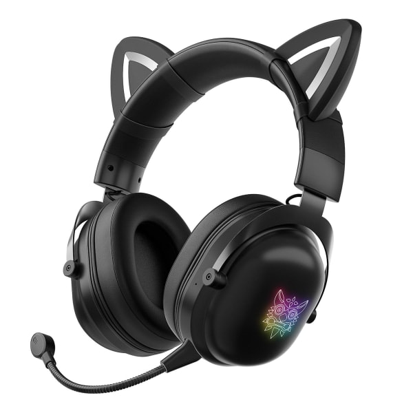 Fargerikt lysende Bluetooth-headset med katteører - Lang batteritid, stabil overføring og praktisk bruk black