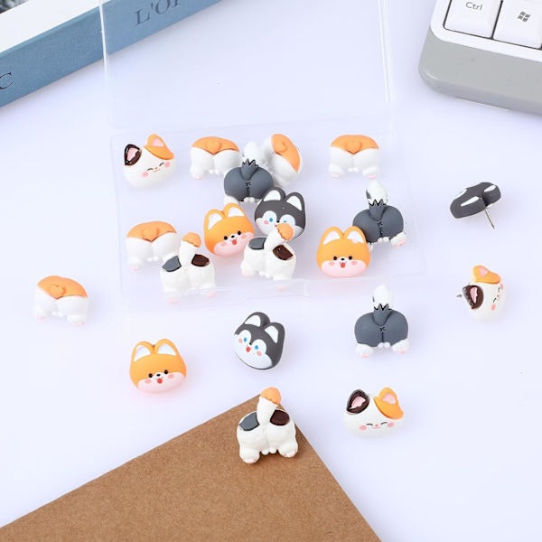 20 stk. Søde Push Pins Dyr Corgi Kat Push Pins Dekorative Tommelfinger Pins til Fotos Plakater Kort Æstetiske Sjove Push Pins til Korktavle Opslagstavle
