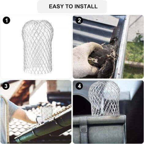 Sett med 8 aluminiumsrennerfilter - Beskyttelse mot løv og mose