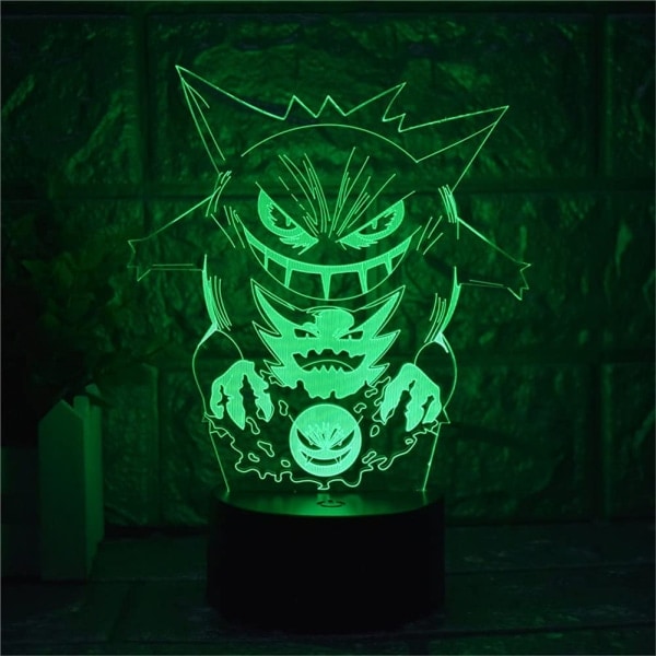 Cartoon Elf Gengar Nattlampa 3D Illusion LED Ljus Barn