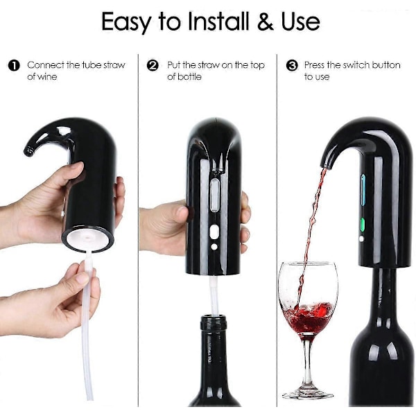 Automatisk vin dispenser elektrisk vinfilter ilter hælder karaffel med USB-oplader Black