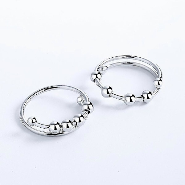 Kvinnor Roterbara Fidget Pärlor Ringar Enkel Spiral Spinner Pärlor Ring Anti Stress Ångest Öppningsbar Fredsring Smycken
