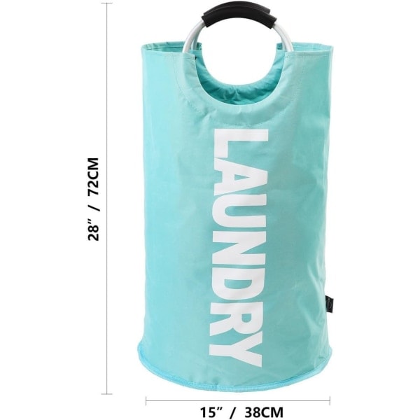 Stor tvättkorg, hopfällbar tvättkorg, fristående hög klädkorg, hopfällbar tvättkorg 90L Light Blue