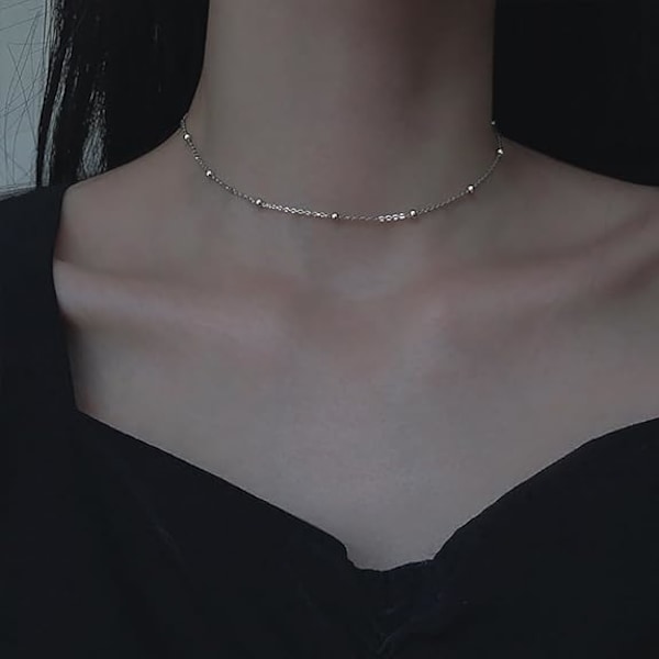Kulechoker S925 Sterling Sølv Halskjede for Kvinner