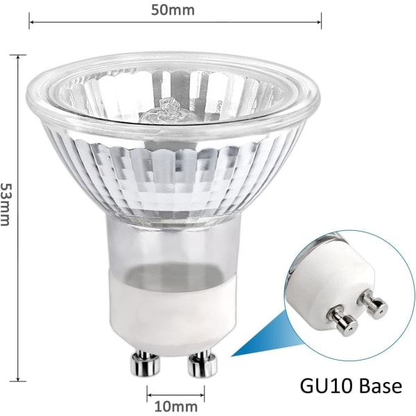 Halogenpære GU10 35W 230V, 380lm Varmhvit 2700K, Dimbar halogen spotlight, for skapbelysning, displaylamper, 6-pakning