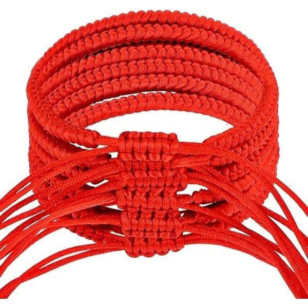 6 stk. Lykkebeskyttelsesarmbånd for kvinner og menn Rød tråd Vevde armbånd Håndlagde vennskapsarmbånd, knyttede lykke-håndlagde armbånd