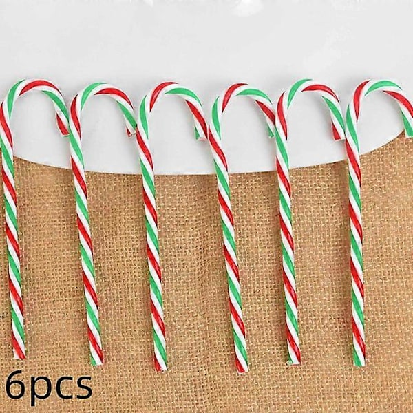 6 st Julgransdekorationer Godis Käppar Röda Godiskäppar Julgran Hängande Dekoration För Hemmet Nyårsgåvor Navidad Noel Ornament cane pendant