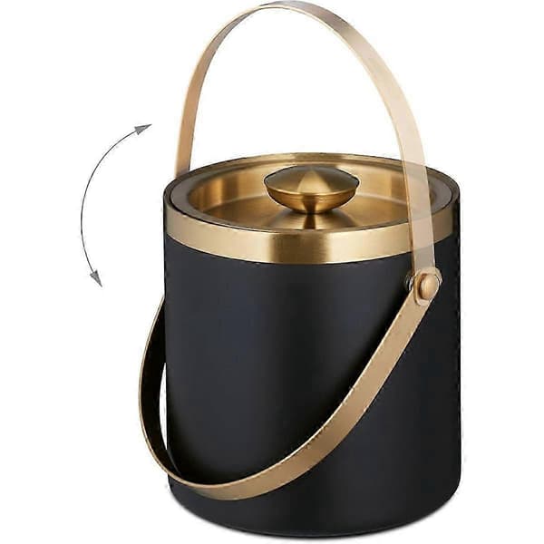 Ispand, rustfrit stål, dobbeltvægget, isspand med låg og håndtag, 2 L, isterningespand x