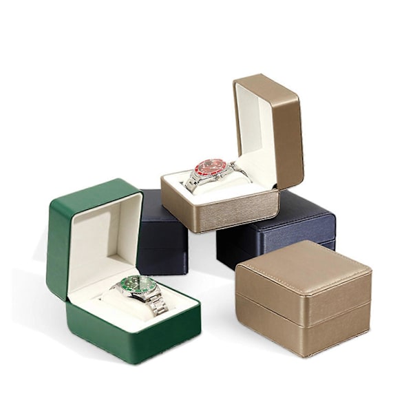 Premium PU-ur Klockförvaringsbox Enkelt Klockfodral för Alla Hjärtans Dag Män Kvinnor Unisex Blue