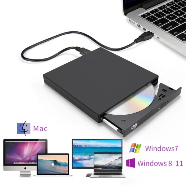 Ulkoinen Blu-ray- ja DVD-asema 3D, USB 3.0 ja Type-C Blu-ray- ja CD-DVD-lukija Ohut Optinen Kannettava Blu-ray-asema Macbook OS Windows Xp/7/8/10, Kannettava