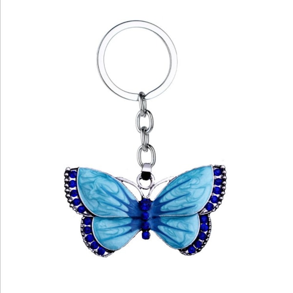 Nøglering til Piger Kvinder Butterfly Nøglering Krystal Butterfly Vedhæng Nøglering Nøglering Charm Bil Taske Tegnebog Hængende Blue