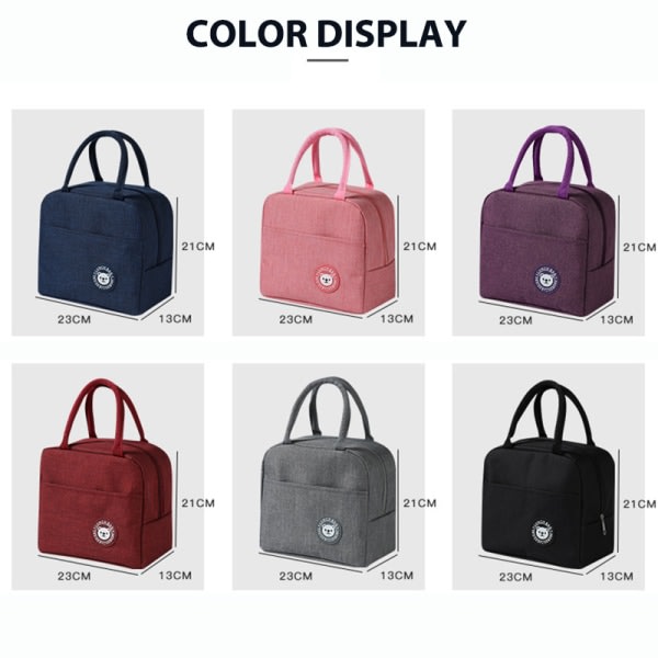 Lunch Box Bag Bento Box Isolering Paket Termisk Picknick Väskor Svart