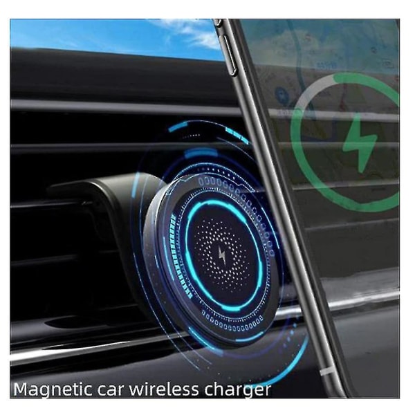 15w snabb magnetisk trådlös billaddare Monteringsställ för biltelefonhållare black