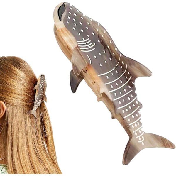 1 st Hårklämma Valhaj, Haj Valklämma, Haj Valklämma, Valhårklämmor, Djurformade Hårklämmor Brown Shark