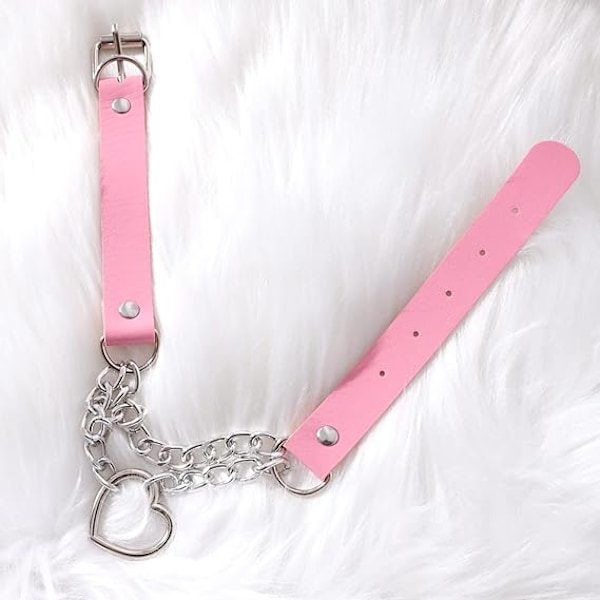 Punk Goth PU Läder Choker Halsband med Hjärthänge Berlocker Choker för Kvinnor Män C