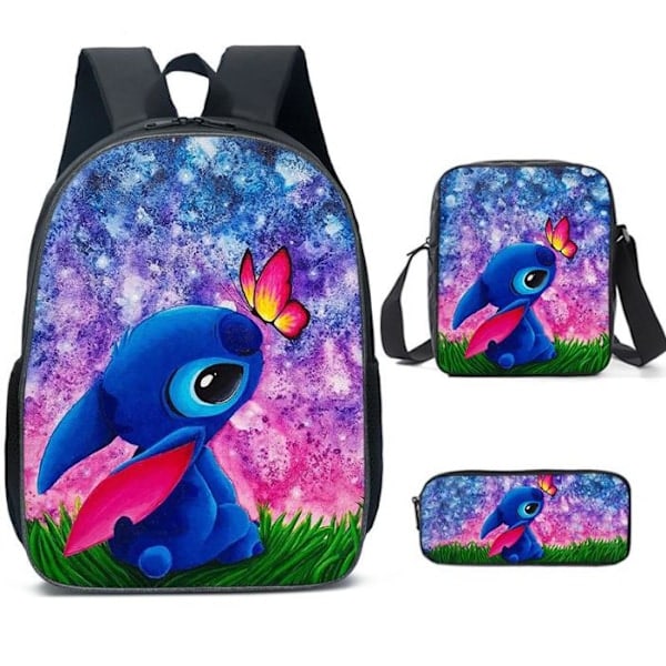 Skolryggsäck för barn, pojkar och flickor, Lilo och Stitch, rese ryggsäck, lunchväska B