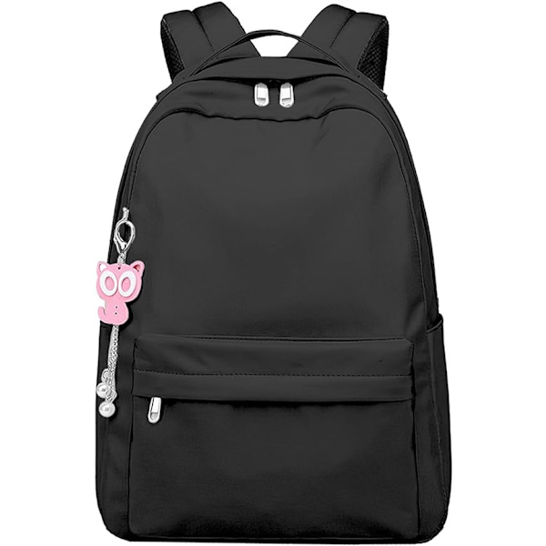 Skolesekk for jenter og gutter, enkel ryggsekk for 14 tommers laptop, vannavvisende skolesekker, avslappet dagsekk for skole og reiser, lett ryggsekk black
