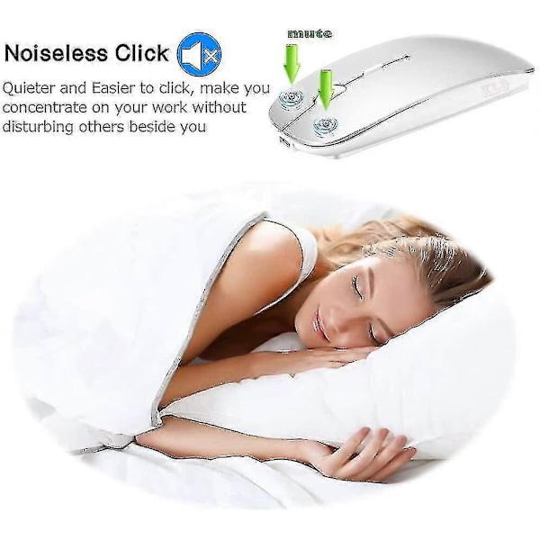 Trådlös Bluetooth-mus Kompatibel med Macbook Pro/macbook Air/ipad/laptop/imac/pc - ya Silver