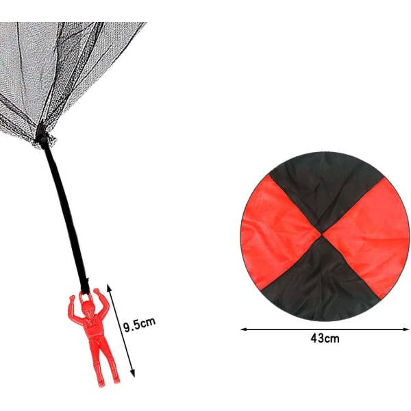 2 Pak Faldskærmslegetøjs-Soldater - Håndkastende Hærfigurer til Udendørs Sjov - Børns Faldskærmsflyvende Legetøj - Blå & Rød