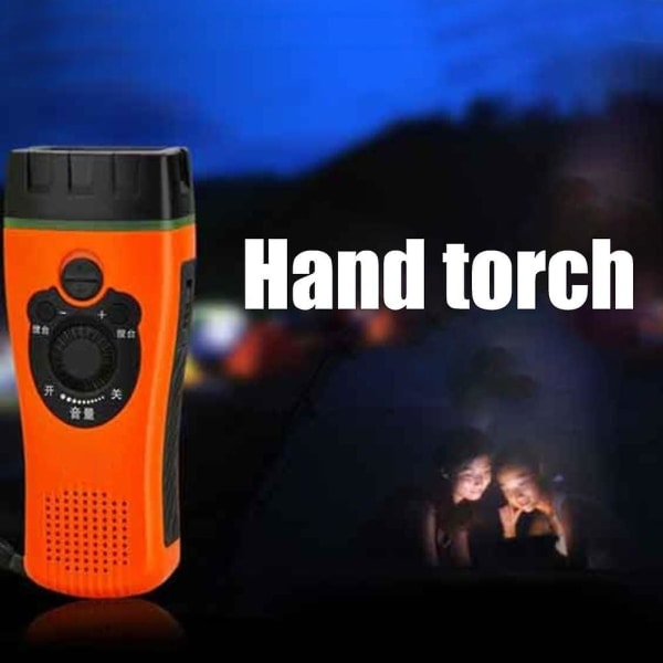 Nödhandvevradio med LED-ficklampa - Bärbar multifunktionell powerbank - Laddningsbar för utomhusbruk