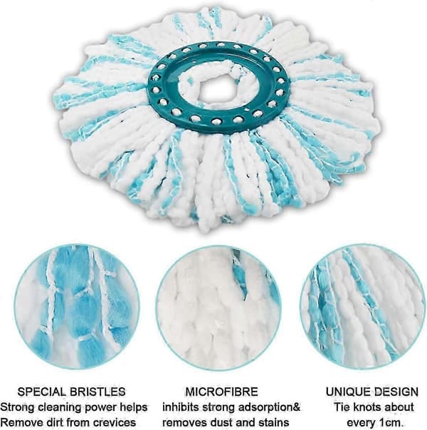 Rexhacker Clean Twist Disc Mop Micro Sett Erstatningshoder 4-Dels Sett, Rund Gulvmopp Dual Fiber System