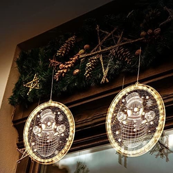 Christmas Window Light Ornament, LED Window Christmas Lights Outdoor Indoor Ornament Hängande 3D Lights (Snögubbe)