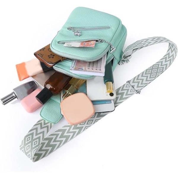 Rintalaukku naisille, Crossbody vyölaukut PU-nahkaa Crossbody-laukut Rintalaukku Useita lokeroita Vyölaukku Lompakko säädettävällä hihnalla 30cm Black