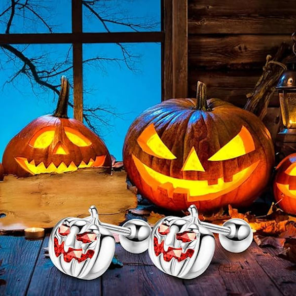 Græskar Halloween Øreringe, Søde Græskar Stil Øreringe Halloween Smykker, Cubic Zirconia Halloween Stud Øreringe