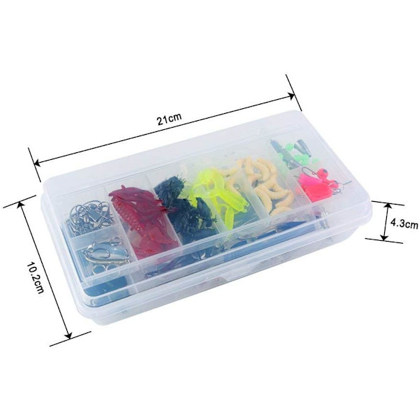 Fiskedrag, 101 stycken fiskedrag kit tillbehör konstgjorda beten fiskeartiklar inklusive fiskebox