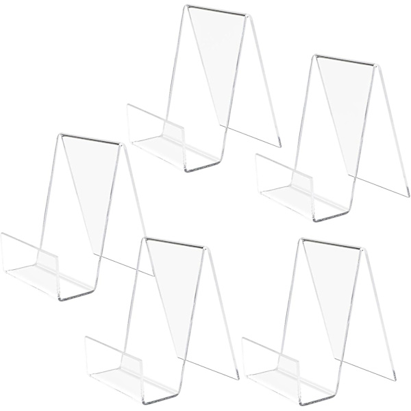 Klar Akryl Bogestativ, 5 Styk Transparent Bogestativ til Visning af Bøger, Notesbøger, Billedalbum, Billedbøger, Menu, Magasin